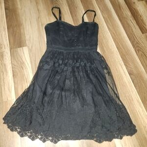 black lace dresses short First Dance Lace Mini Dress Black main image 0